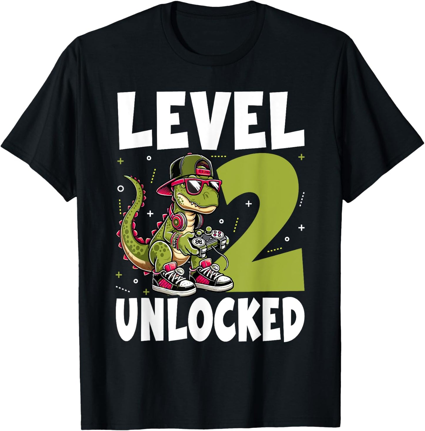2nd Birthday Dinosaur 2 Years Old Boys T-Shirt - T-Shirt | Black