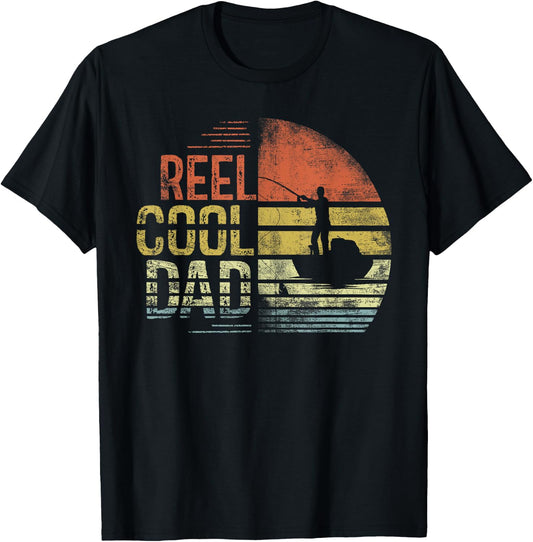 Reel Cool Dad Fisherman Daddy Father's Day Gifts Fishing T-Shirt - T-Shirt | Black