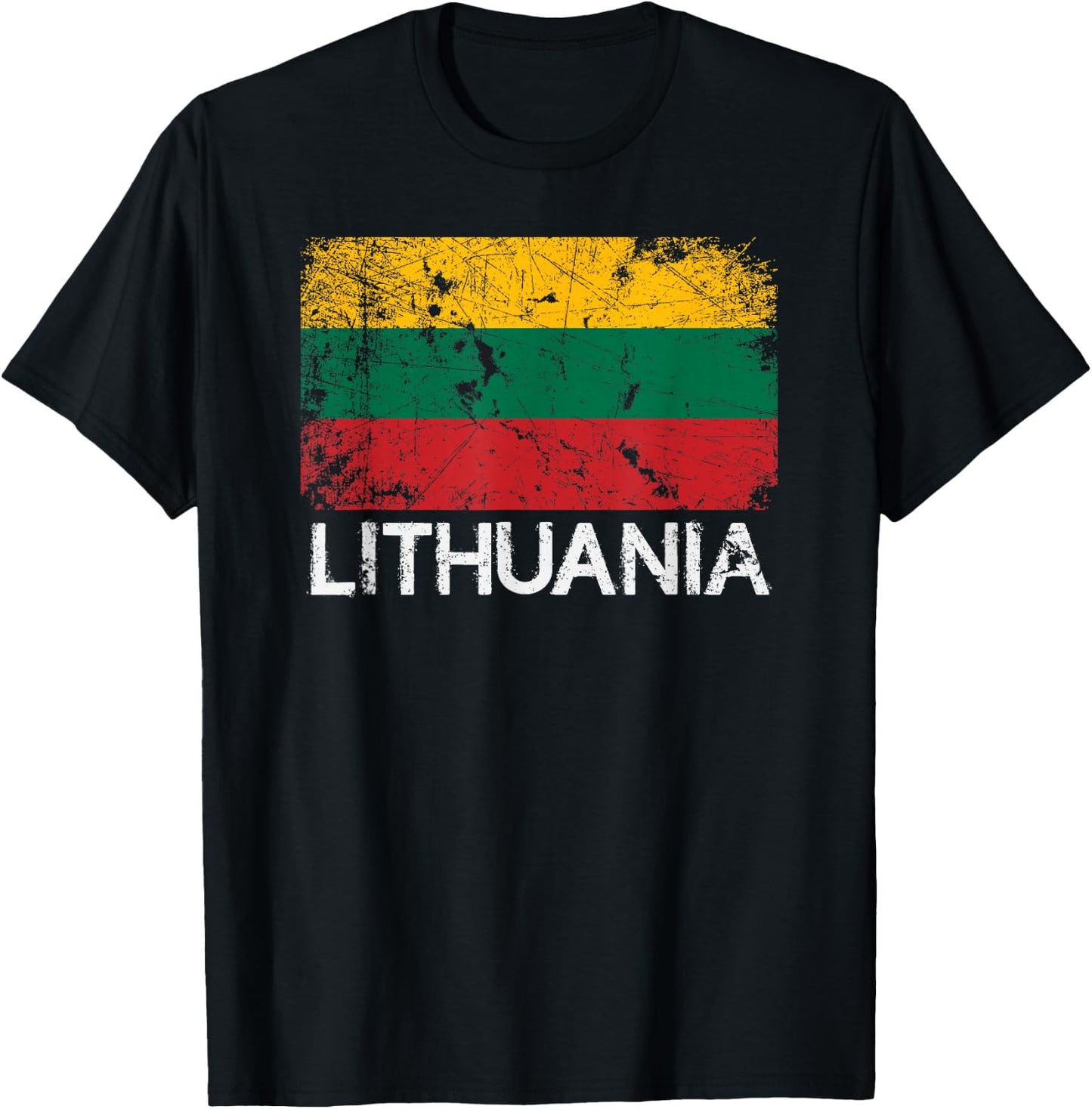 Lithuanian Flag | Vintage Made In Lithuania Gift T-Shirt - T-Shirt | Black
