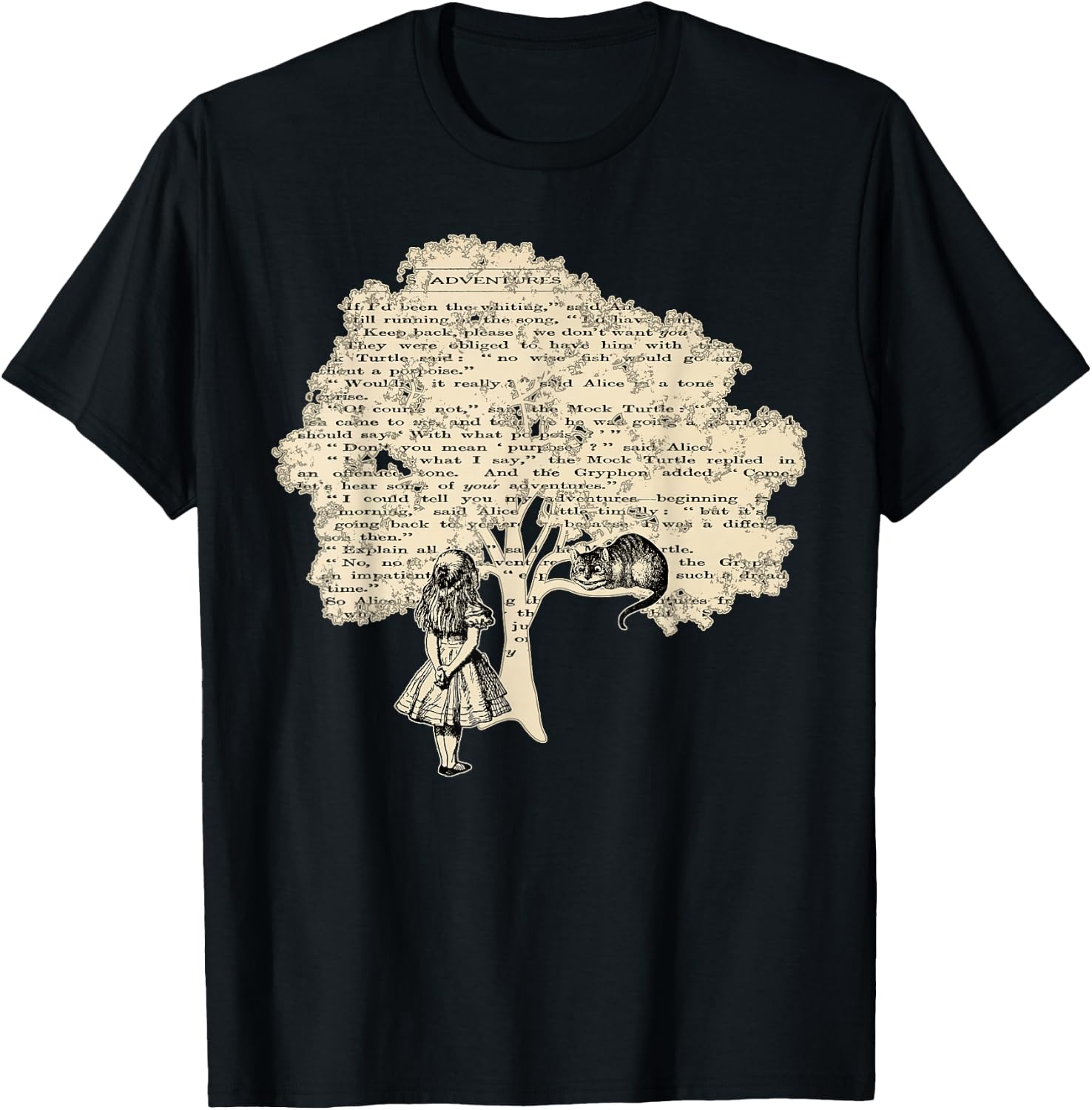 Alice In Wonderland Vintage Book T Shirt Design T-Shirt - T-Shirt | Black