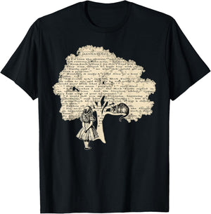 Alice In Wonderland Vintage Book T Shirt Design T-Shirt - T-Shirt | Black