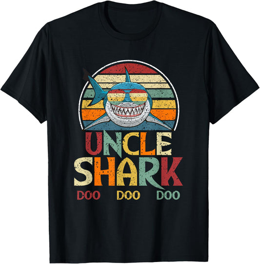 Retro Vintage Uncle Shark Gift T-Shirt - T-Shirt | Black
