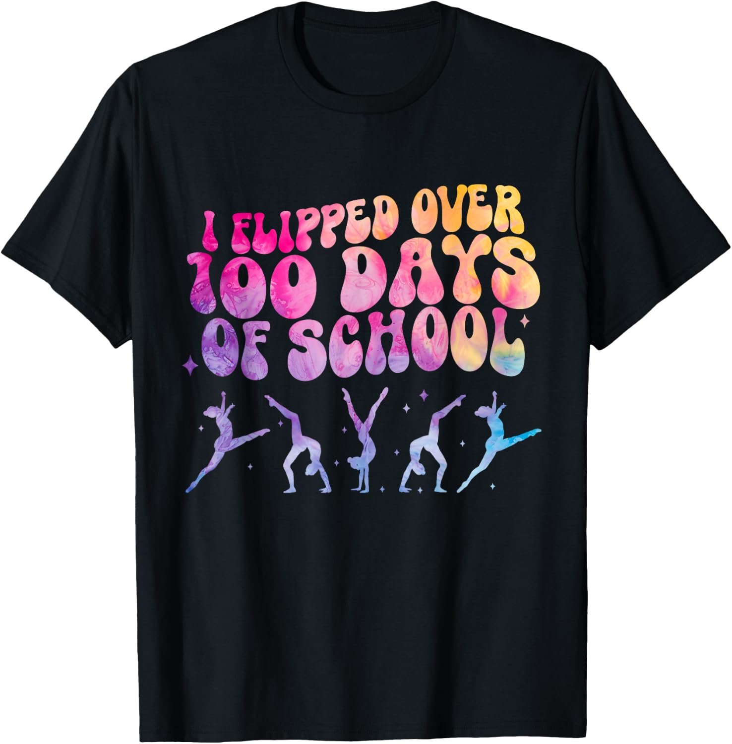 Gymnast HAPPY 100 days of school Gymnastic Tumbling T-Shirt - T-Shirt | Black