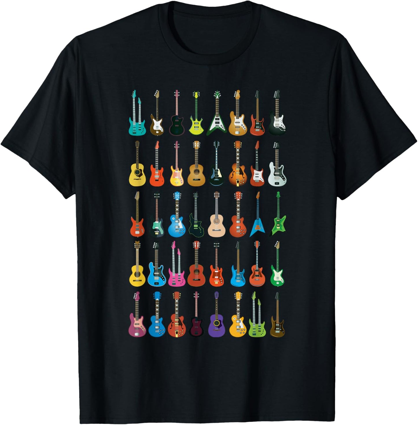 Love Guitar Different Guitars Music Lover Funny Gift Small T-Shirt - T-Shirt | Black