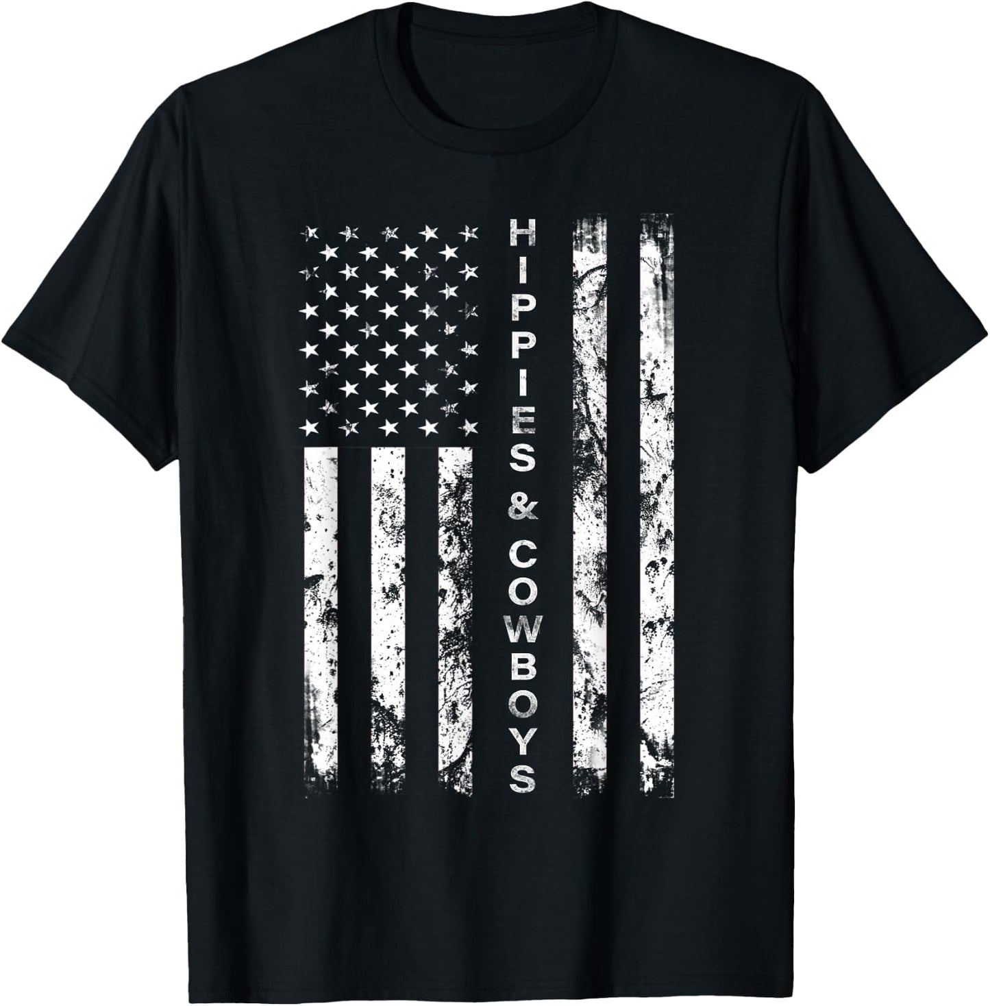 Raisin Hell with The Hippies and Cowboys - American Flag Small T-Shirt - T-Shirt | Black
