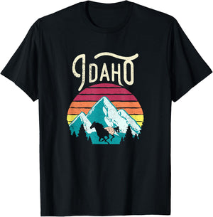 Retro Idaho ID Mountains Outdoor Wildlife T-Shirt - T-Shirt | Black