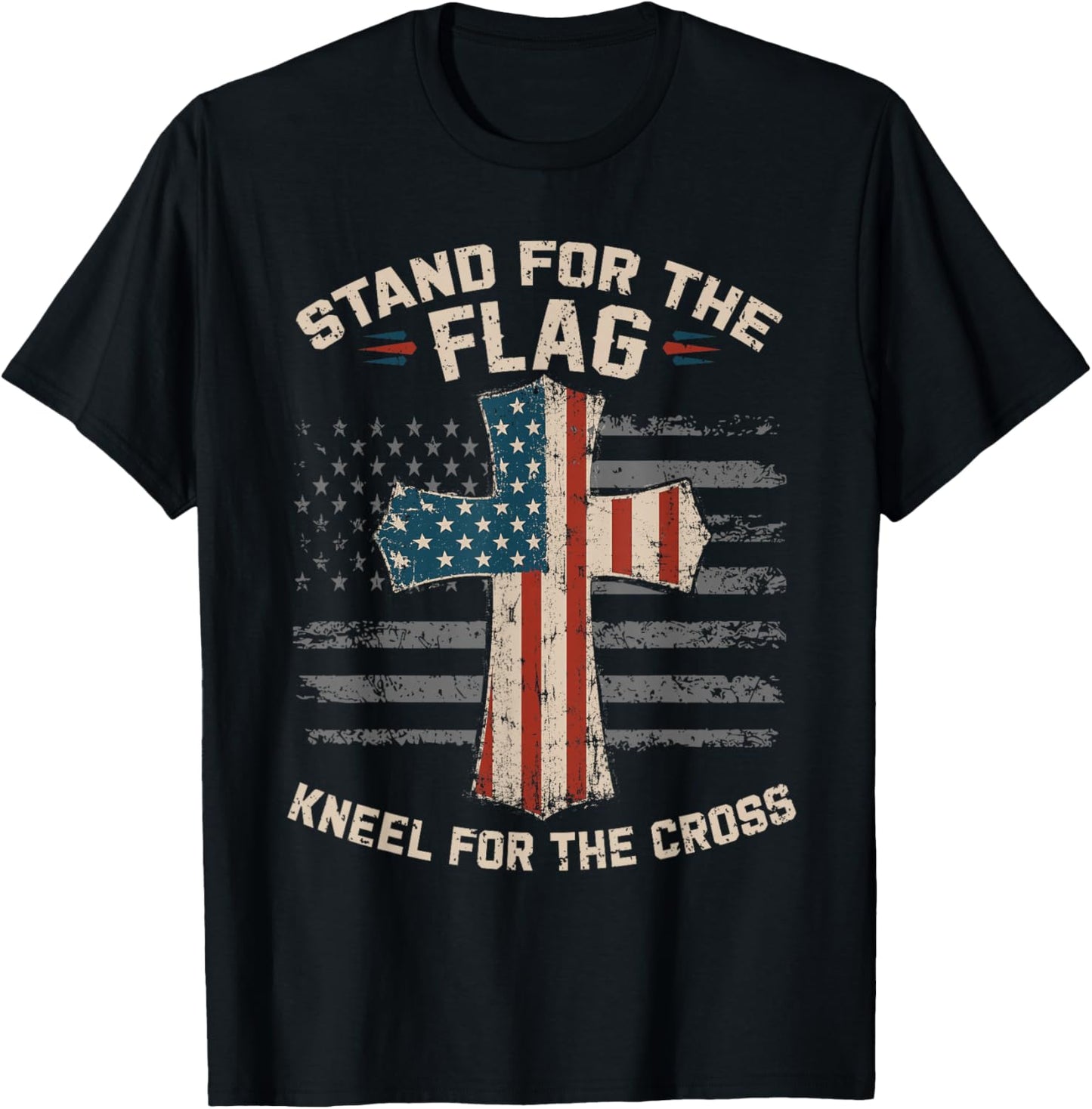 USA Flag Religious Patriotic 4th of July Christian Faith Men T-Shirt - T-Shirt | Black