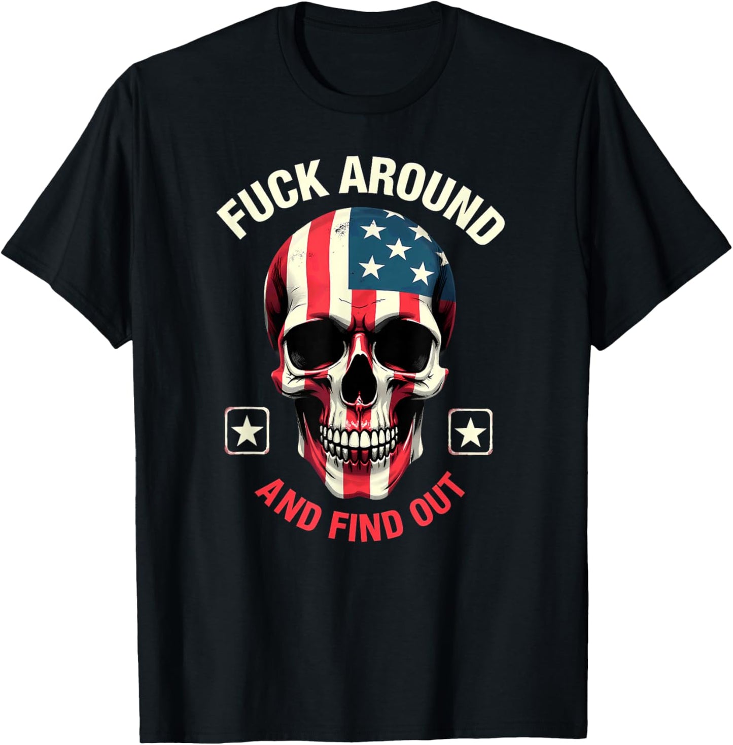 Humor American Flag Skull FAFO T-Shirt - T-Shirt | Black