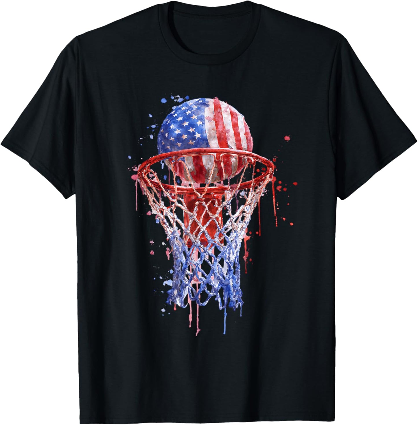 Basketball Splash Graphic Colorful Basketball Player Team T-Shirt - T-Shirt | Black