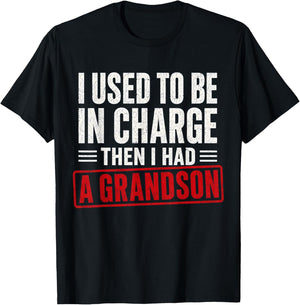 Retro I Used to Be in Charge Then I Had A Grandson T-Shirt - T-Shirt | Black
