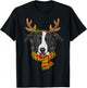 Border Collie Christmas Reindeer Antlers Dog Xmas T-Shirt - T-Shirt | Black