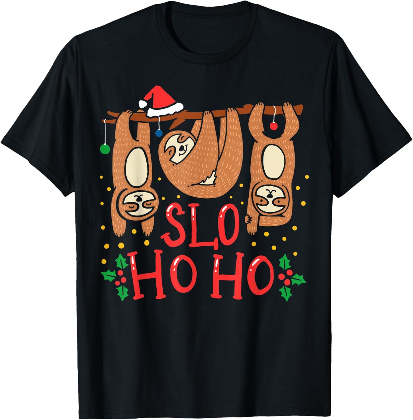 Sloth Christmas T-Shirt - T-Shirt | Black