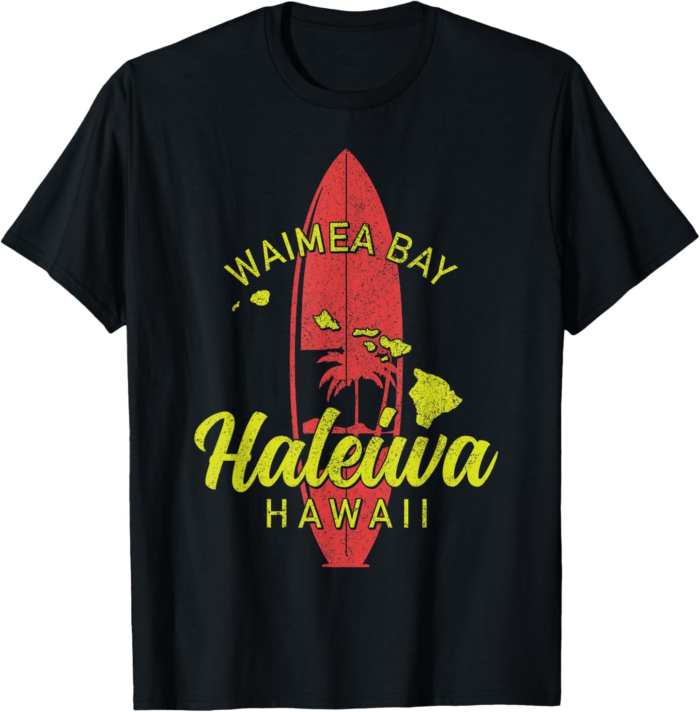 Waimea Bay Haleiwa Hawaii Surf Board Surfing Surfer Hawaiian T-Shirt - T-Shirt | Black