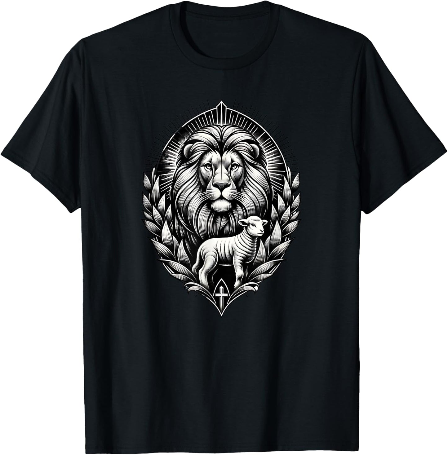 Christian Clothing Lion And Lamb Symbol Of Strength And T-Shirt - T-Shirt | Black