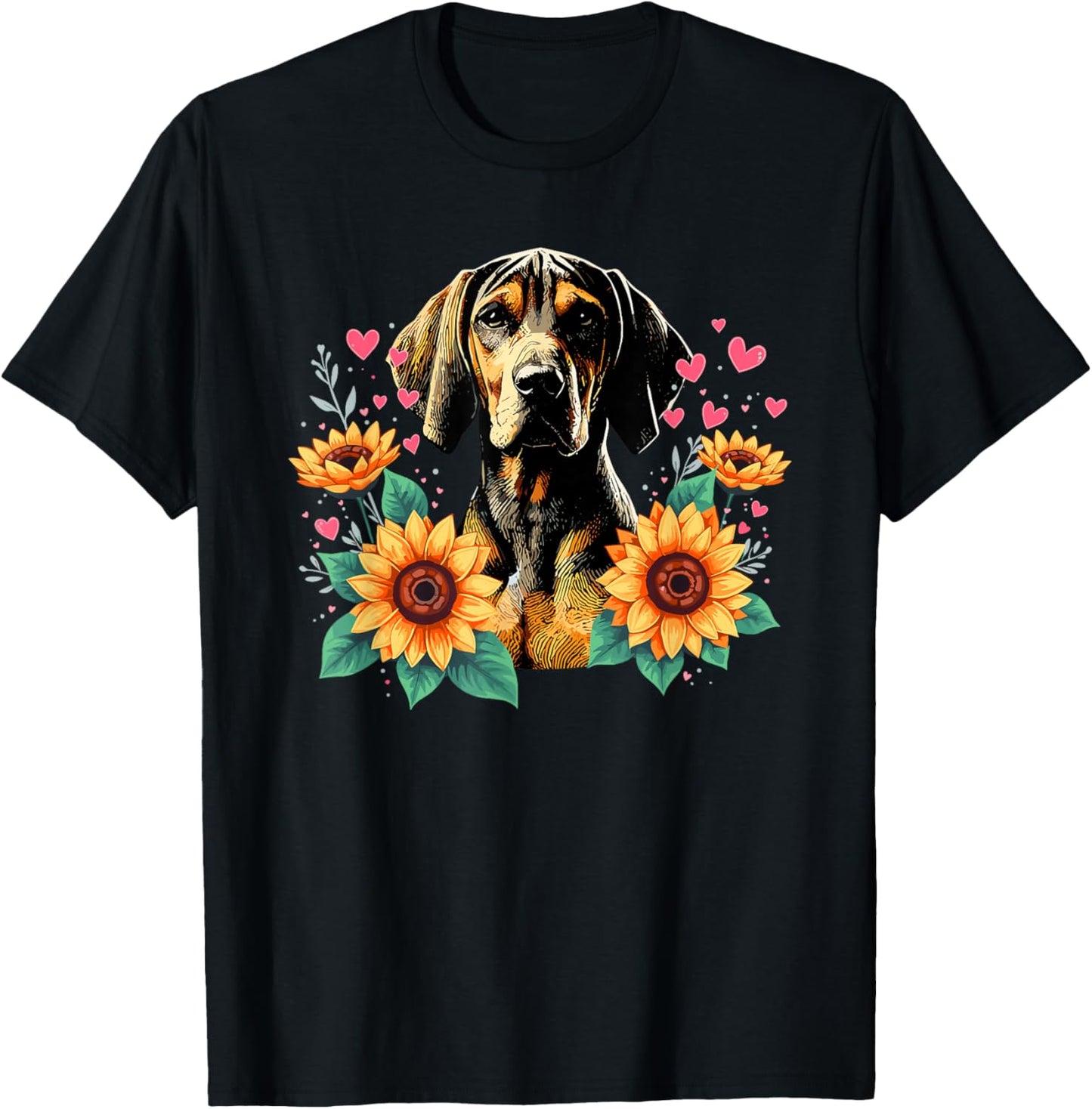 Sunflowers Plott Hound T-Shirt - T-Shirt | Black