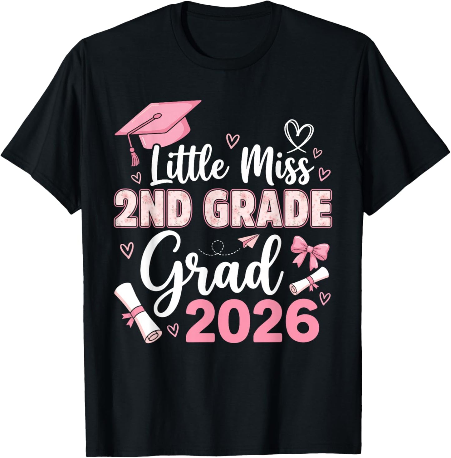 Little Miss 2nd Grade Graduation 2026 Coquette Graduation T-Shirt - T-Shirt | Black