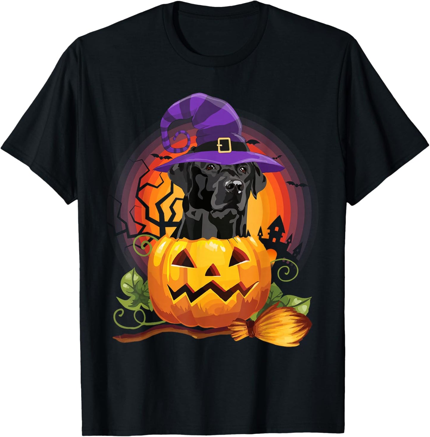 Black Lab Witch Pumpkin Halloween - Dog Lover Costume Gifts T-Shirt - T-Shirt | Black