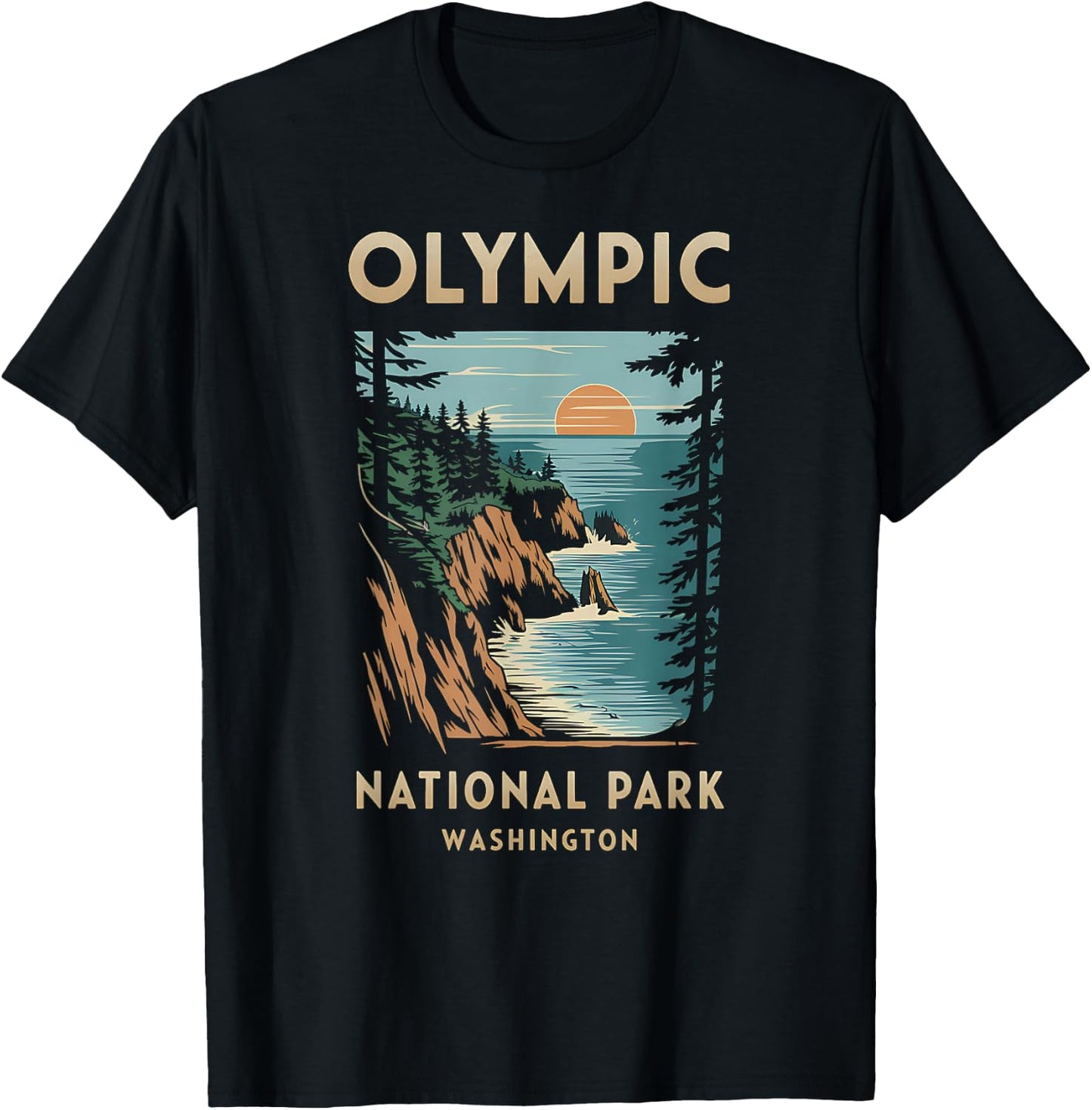Scenic Sunset at Olympic National Park Washington T-Shirt - T-Shirt | Black