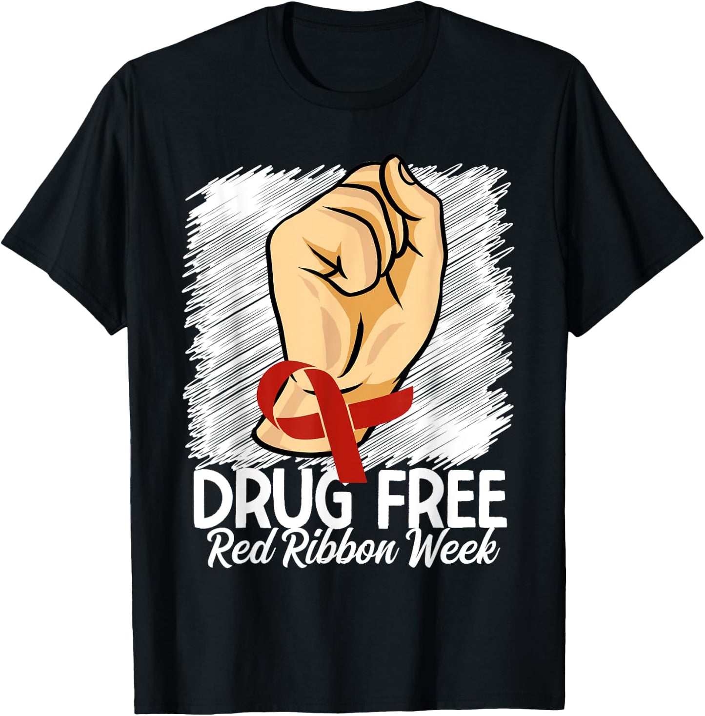 Drug Free Red Ribbon Week Awareness Say No To Drugs T-Shirt - T-Shirt | Black