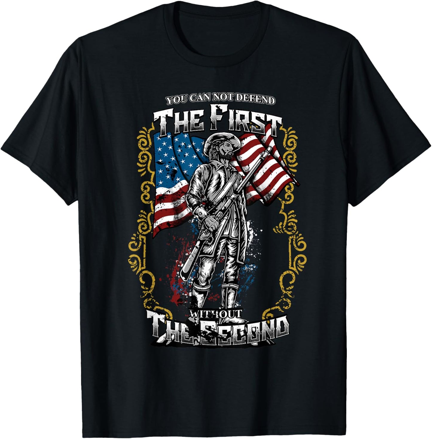 Protect the 2nd Amendment - American Flag Military Gift T-Shirt - T-Shirt | Black