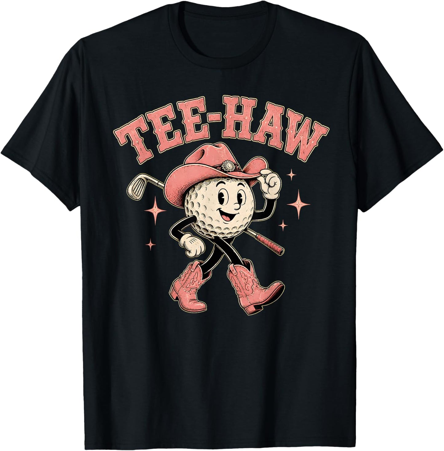 Haw Golf Ball Western Cowgirl Golfer Cowboy Golfing Girl T-Shirt - T-Shirt | Black