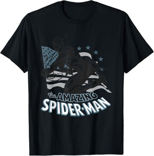 Marvel Spider-Man 4th of July The Amazing Spiderman USA Flag T-Shirt - T-Shirt | Black