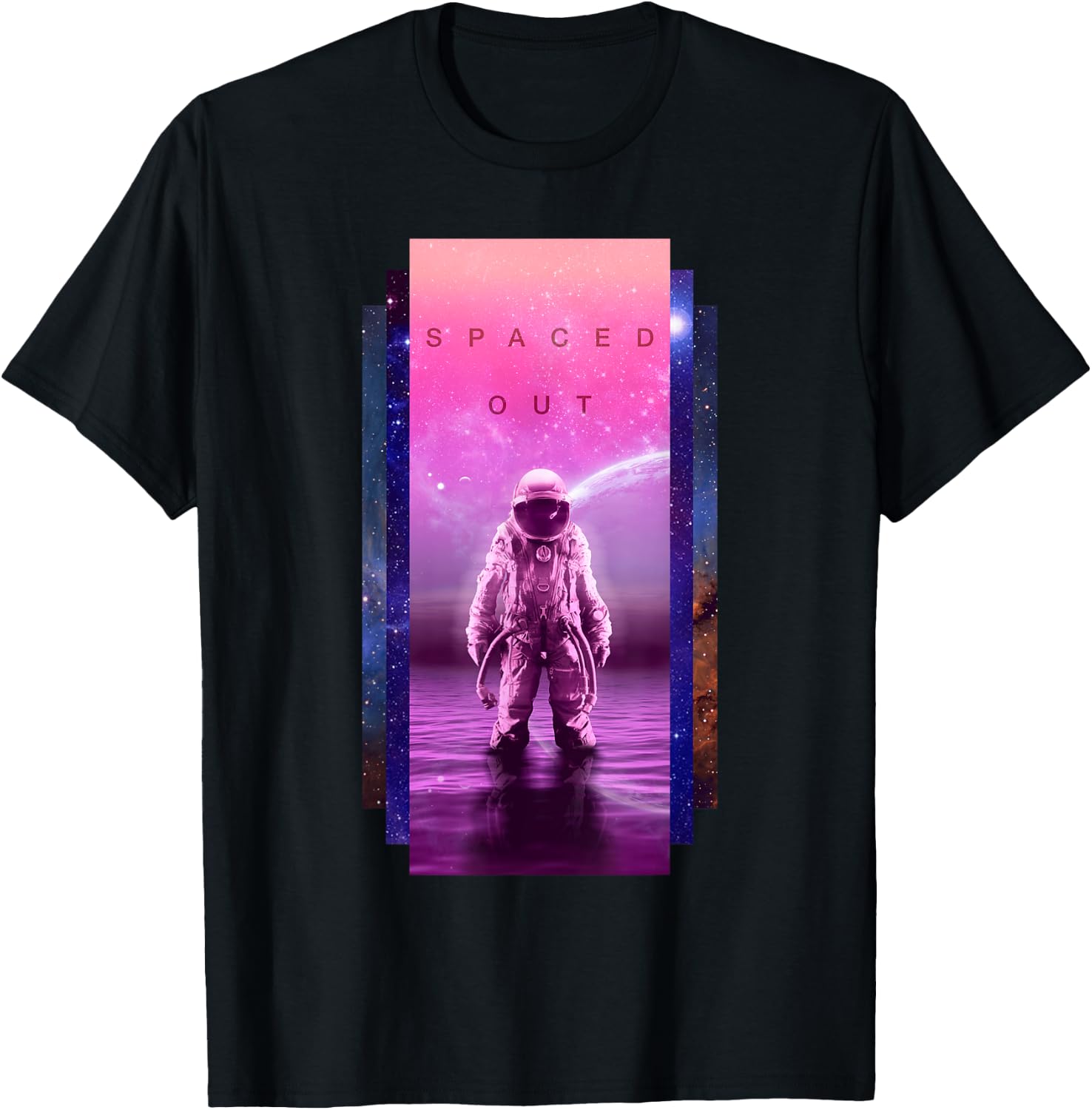 Astronaut Spaced Out Aesthetic Vaporwave - Galaxy Art T-Shirt - T-Shirt | Black