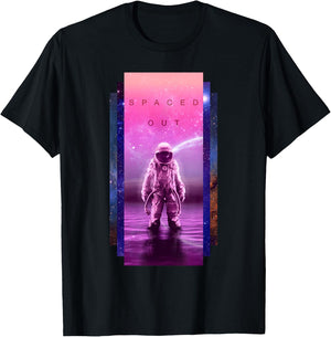 Astronaut Spaced Out Aesthetic Vaporwave - Galaxy Art T-Shirt - T-Shirt | Black