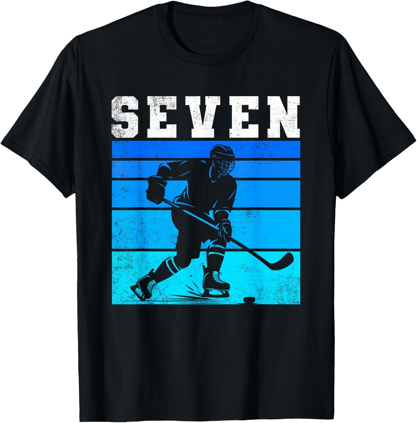7th Birthday Ice Hockey Boys Seven Hockey Birthday Party T-Shirt - T-Shirt | Black
