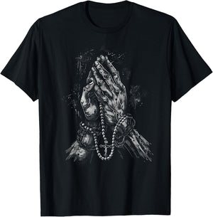 Christianity Praying Hands Rosary Praying hands T-Shirt - T-Shirt | Black