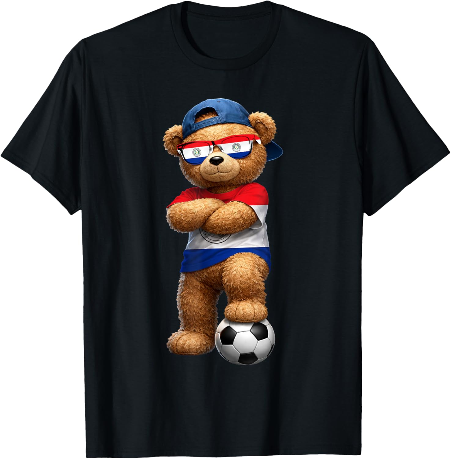 Paraguayan Flag Teddy Player Sports Outfit for Paraguay T-Shirt - T-Shirt | Black