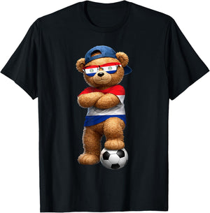 Paraguayan Flag Teddy Player Sports Outfit for Paraguay T-Shirt - T-Shirt | Black