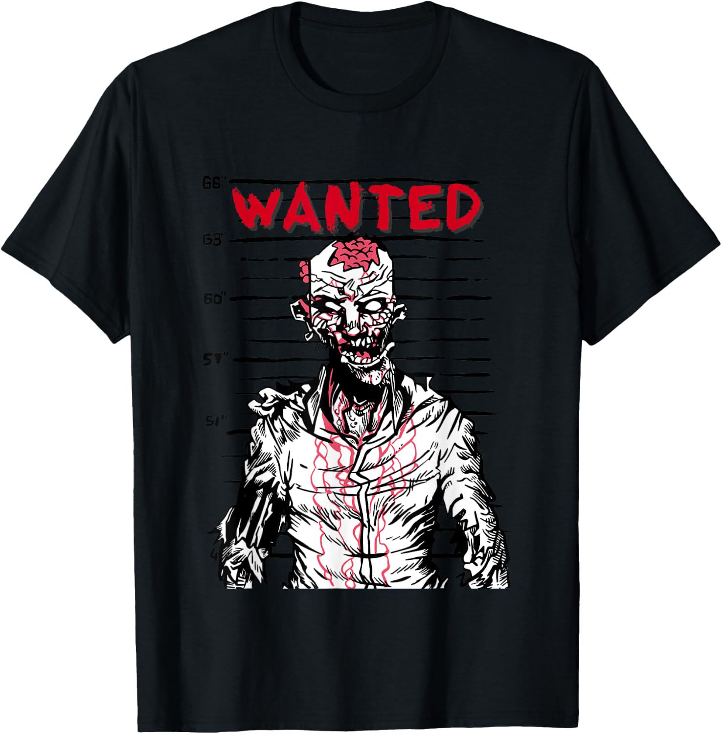 "Scary zombie wanted on Halloween" for horror movie fan T-Shirt - T-Shirt | Black