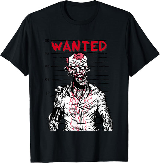 "Scary zombie wanted on Halloween" for horror movie fan T-Shirt - T-Shirt | Black