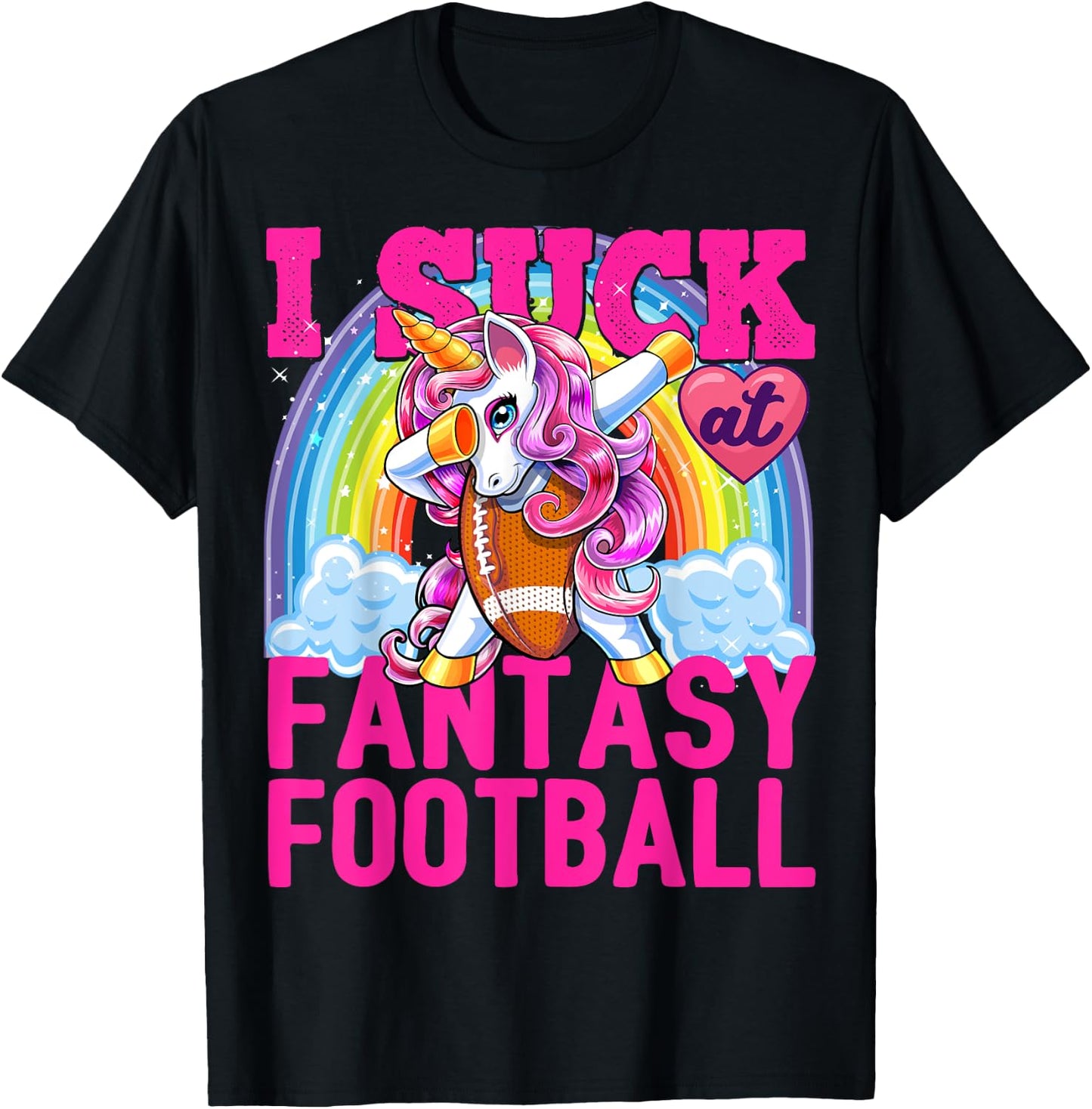 I Suck at Fantasy Football Dabbing Unicorn Loser Men Gift T-Shirt - T-Shirt | Black
