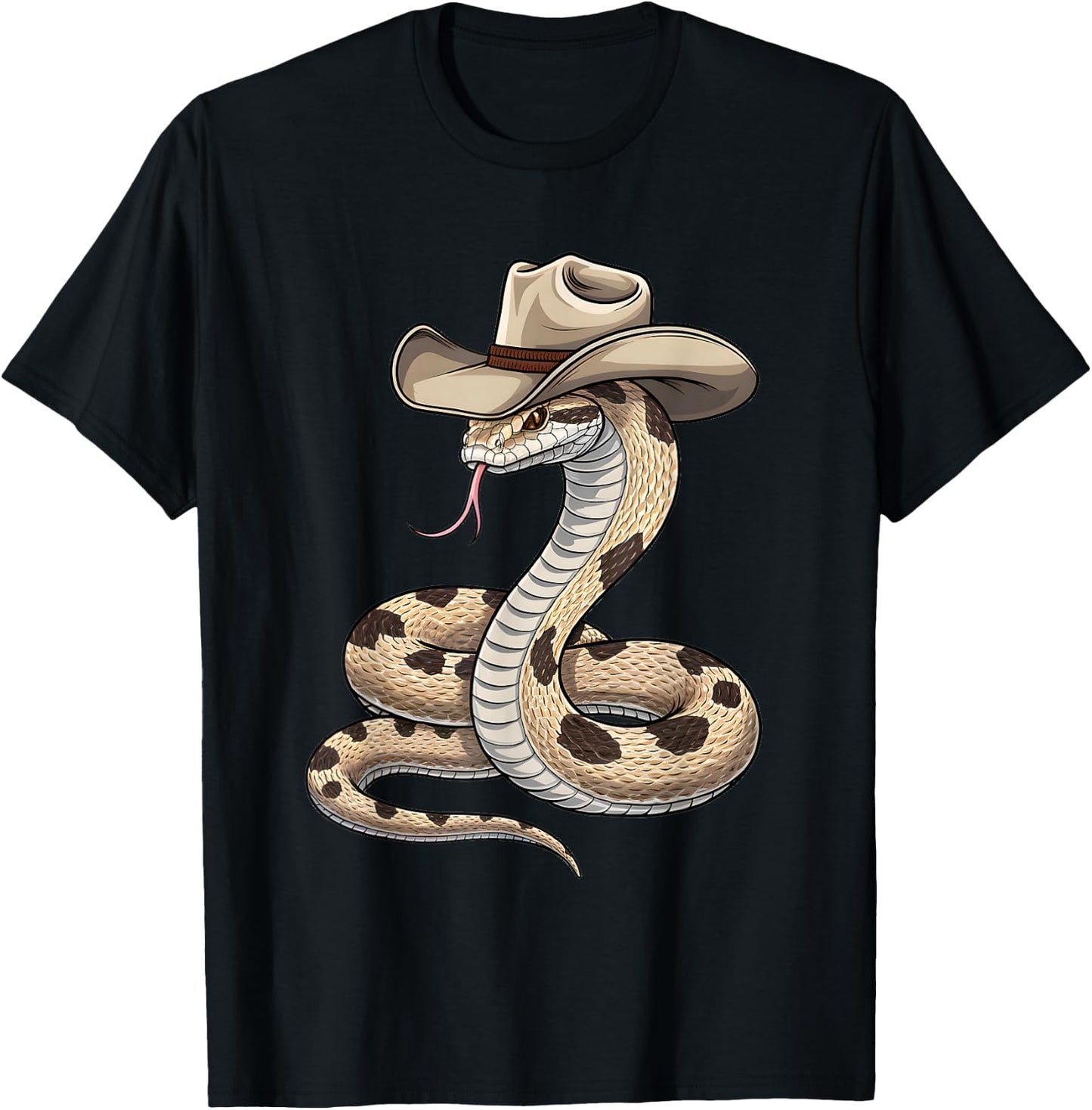 Funny Cowboy Rattlesnake Wild West Snake In Cowboy Hat Lover T-Shirt - T-Shirt | Black