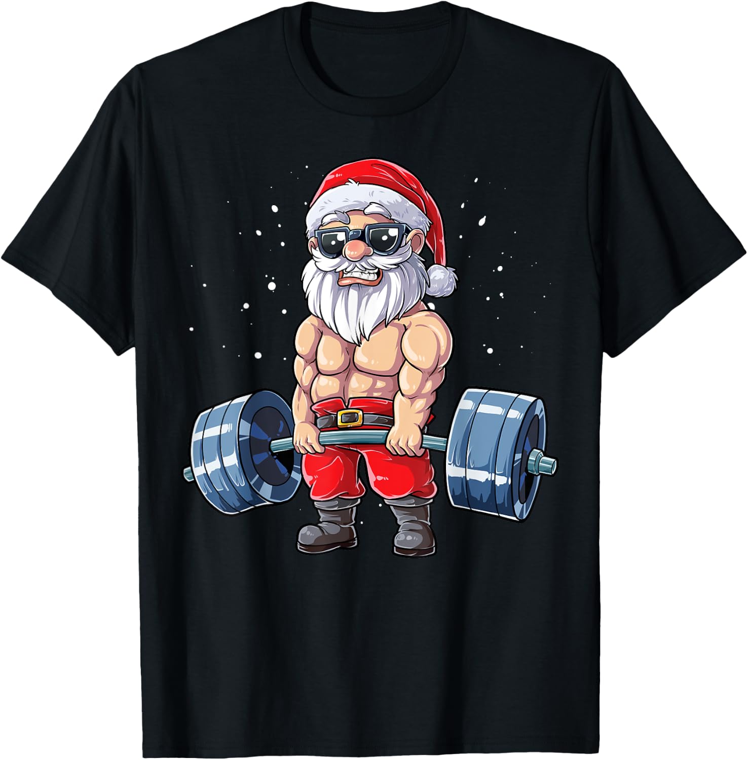 Santa Weightlifting Christmas Fitness Gym Deadlift Xmas Men T-Shirt - T-Shirt | Black