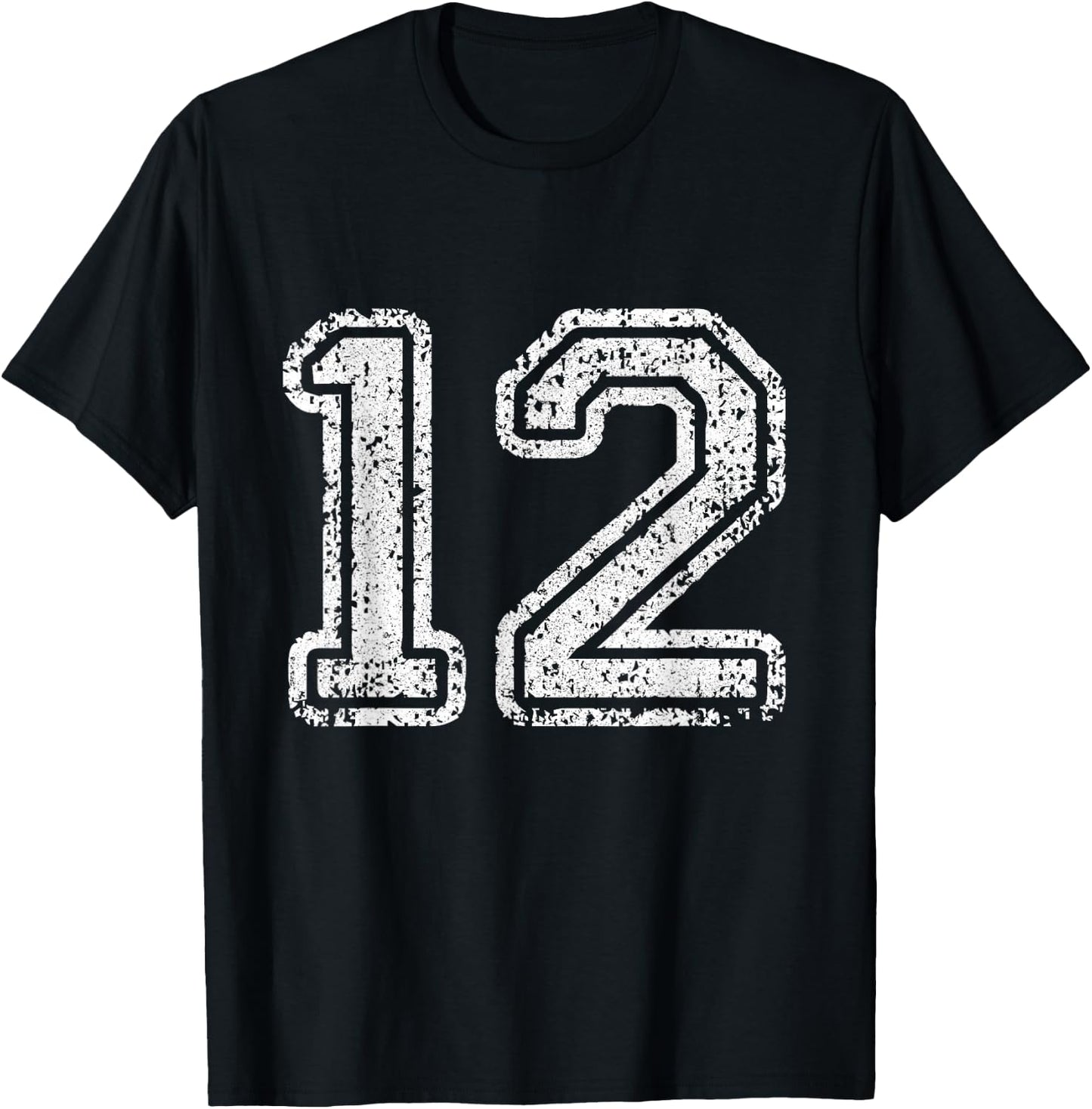 Jersey Number 12 Twelve Football Number Sport Gift T-Shirt - T-Shirt | Black