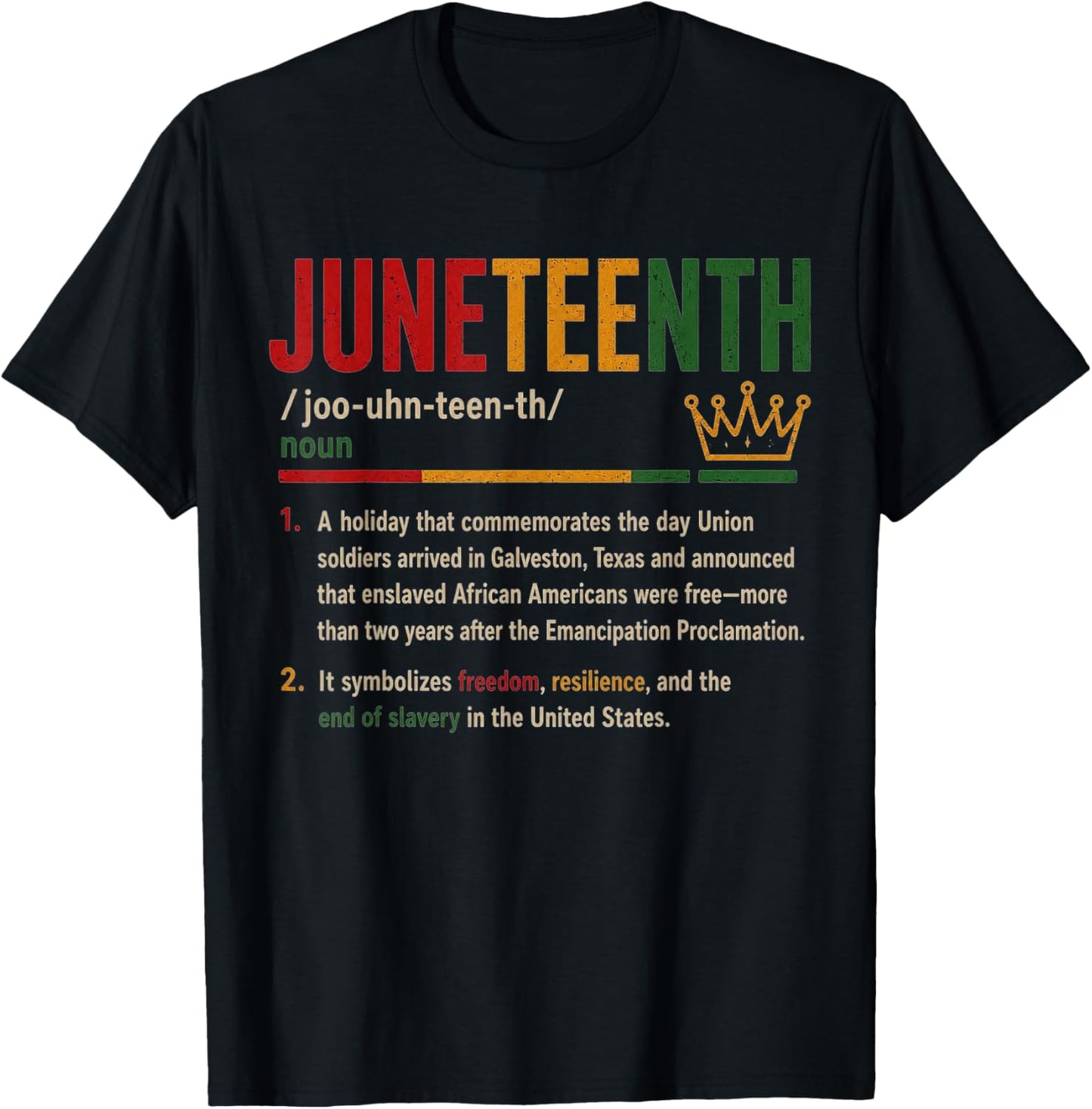 Juneteenth Definition Noun Freedom Day Education T-Shirt - T-Shirt | Black