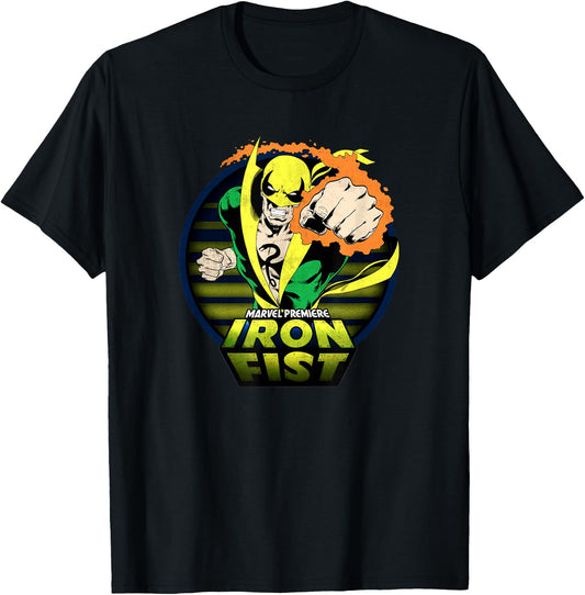 Marvel Comics Retro Distressed Iron Fist Premiere Cover T-Shirt - T-Shirt | Black