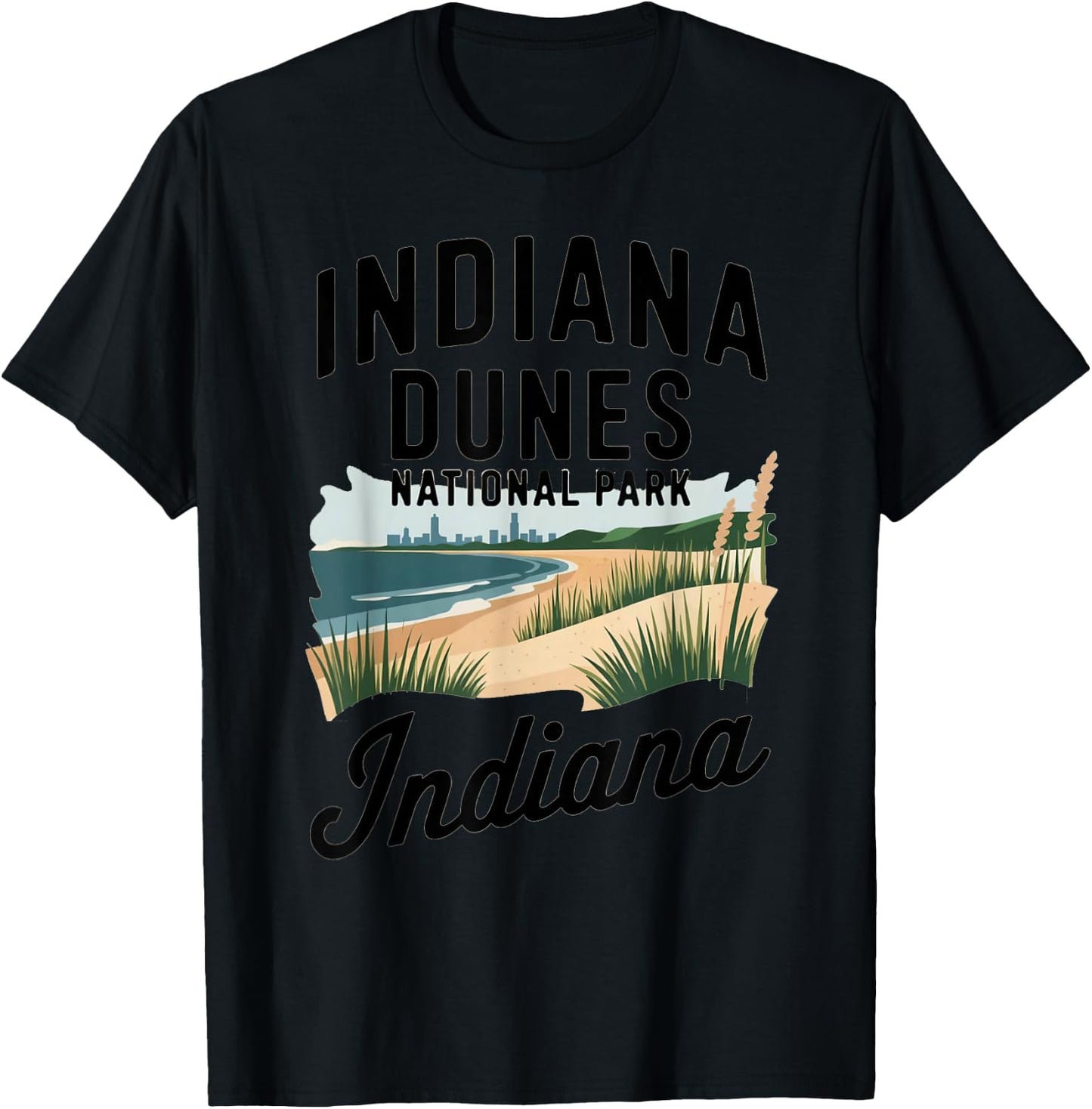 Indiana Dunes National Park Scenic Beach T-Shirt - T-Shirt | Black