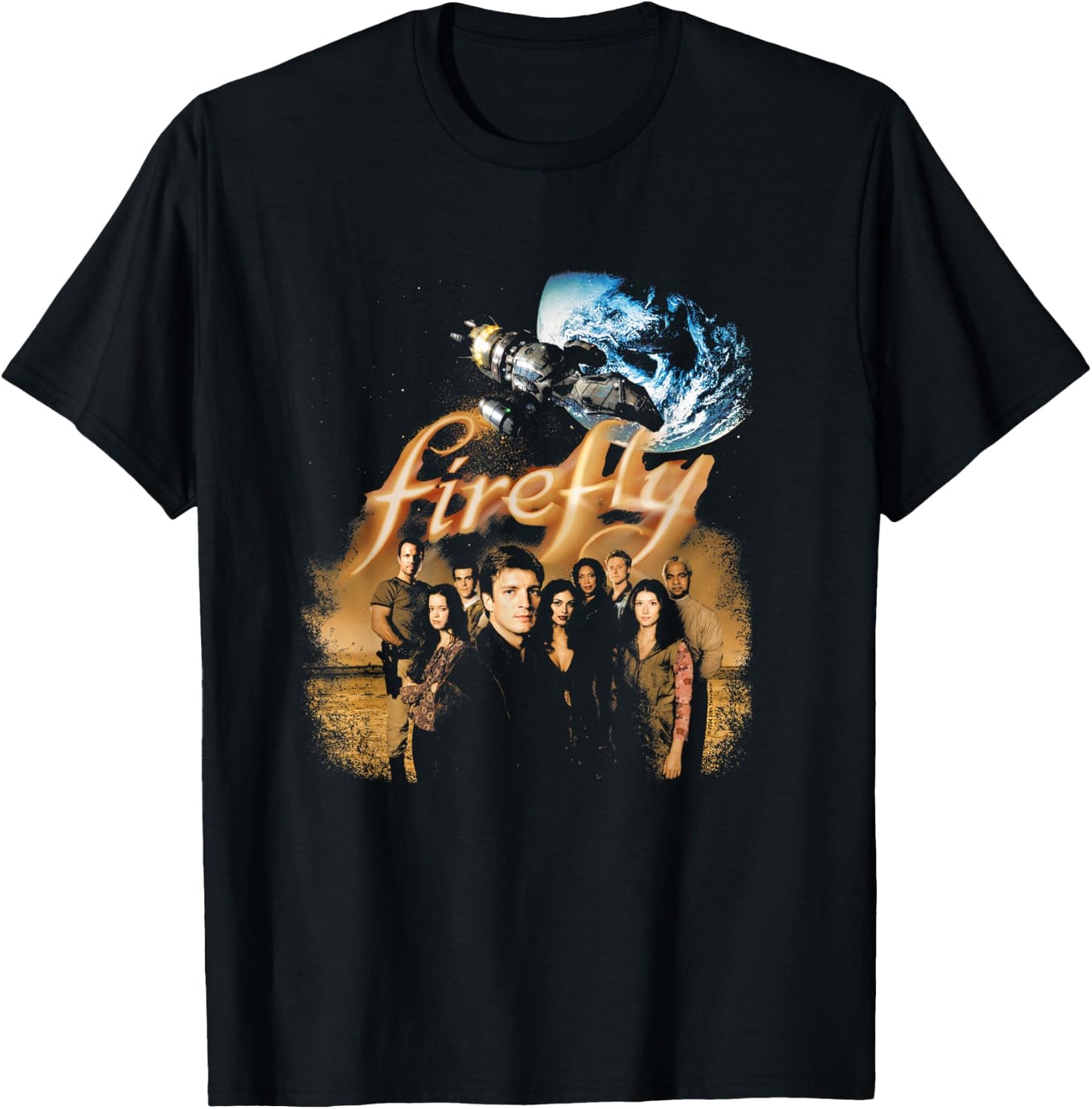 Firefly Iconic Group Shot Retro Vintage Big Chest Poster T-Shirt - T-Shirt | Black