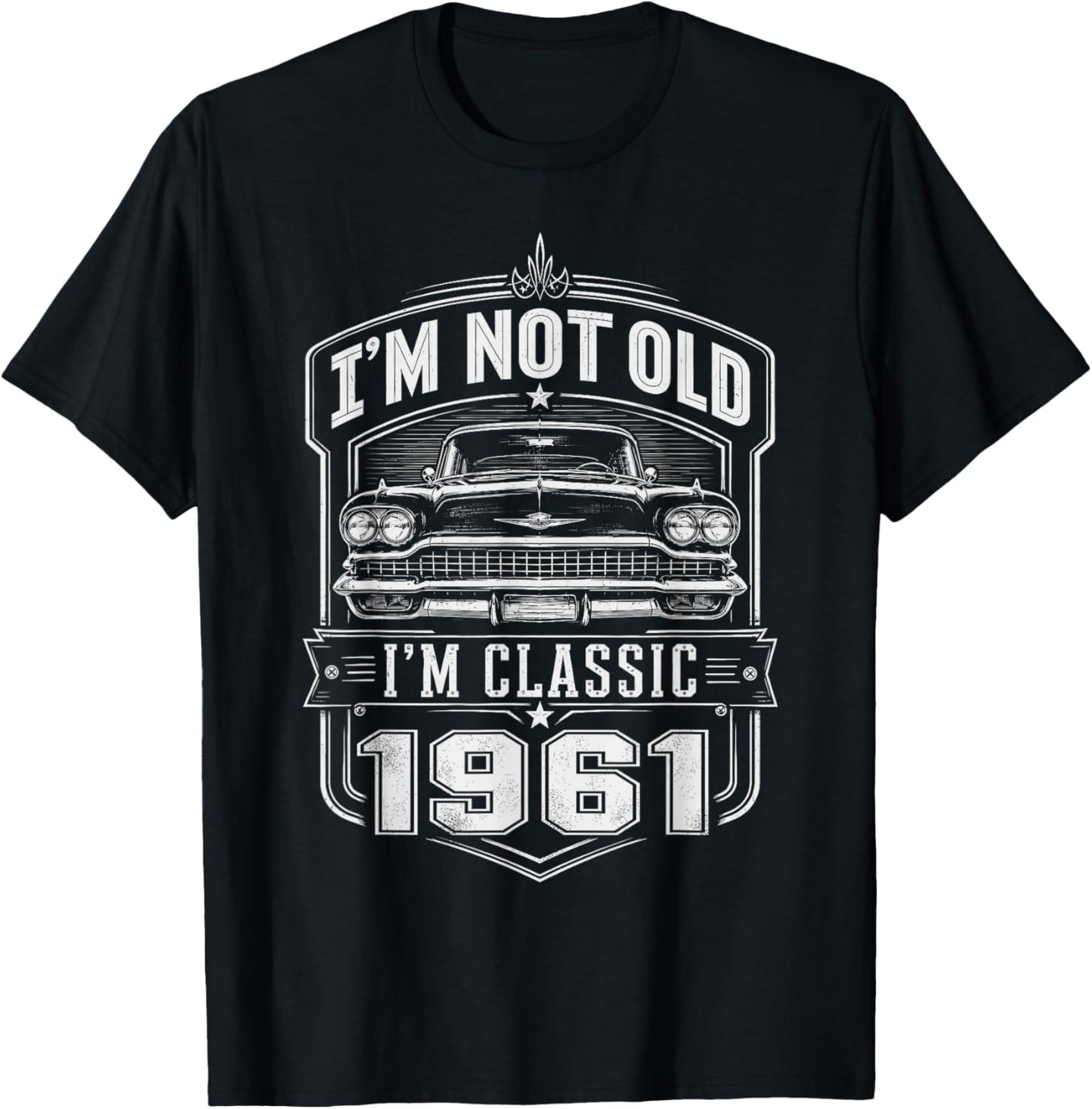 65 Year Old Gifts Men Vintage 1961 Classic Car 65th Birthday T-Shirt - T-Shirt | Black