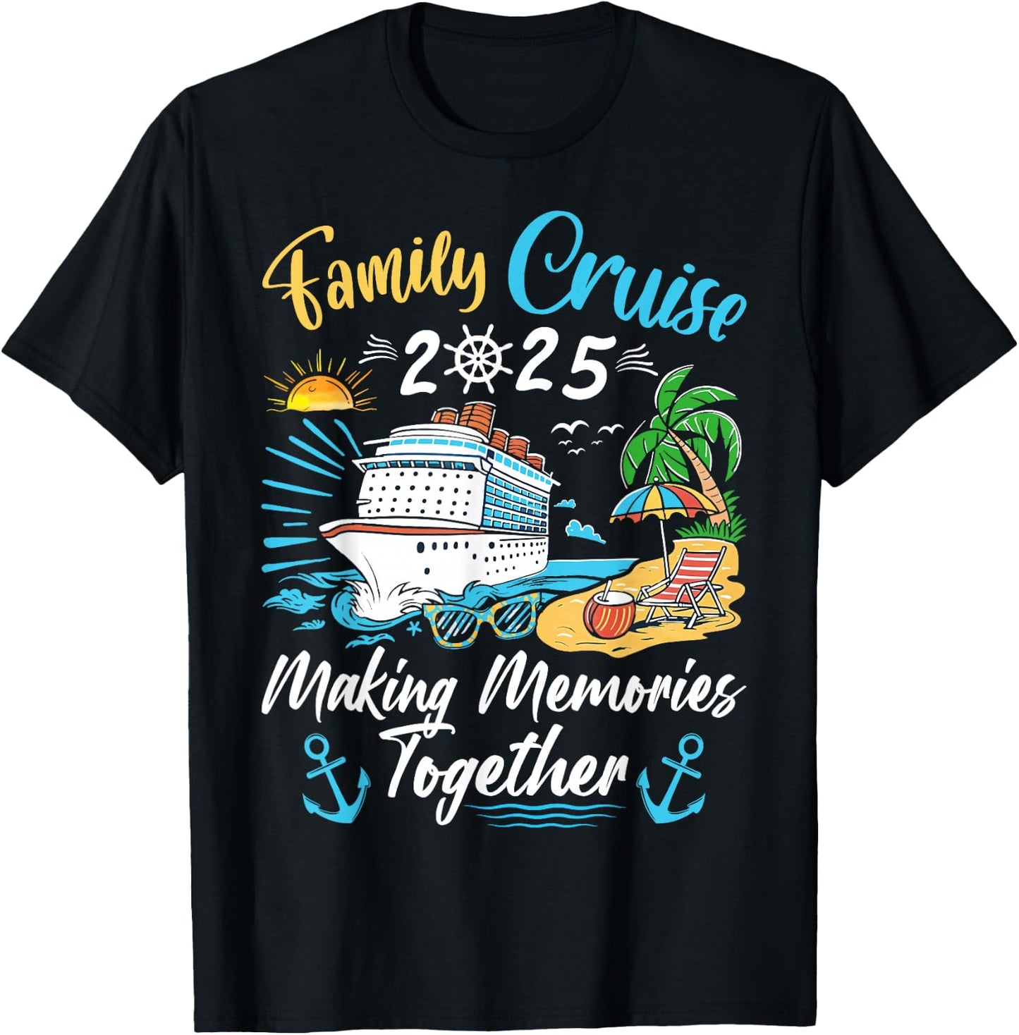 Family Cruise Party Celebration Costume Outfit -Adults, Kids Family Matching Cruise Vacation Party Black Short Sleeve Small, Medium, Large, Extra Large T-Shirt - T-Shirt | Black