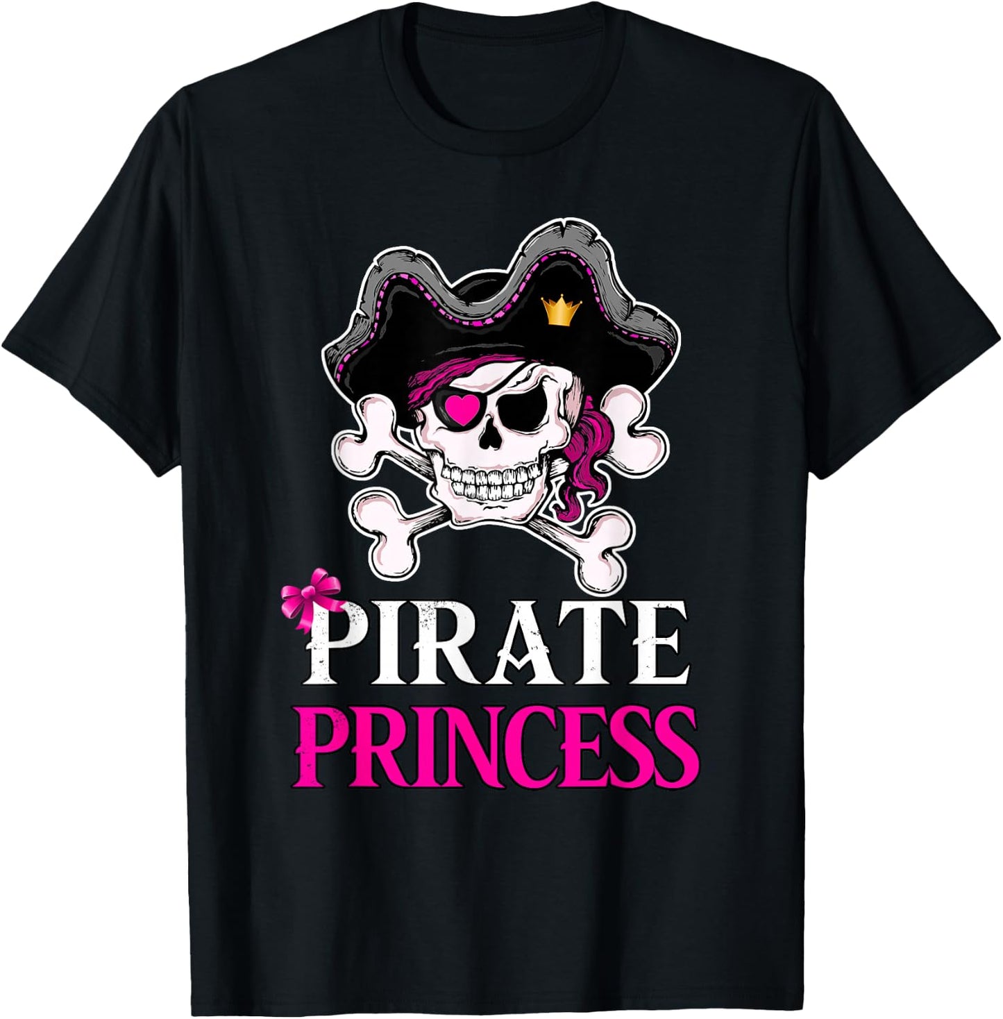 Pirate Princess Crossbones Jolly Roger Flag Pirate T-Shirt - T-Shirt | Black
