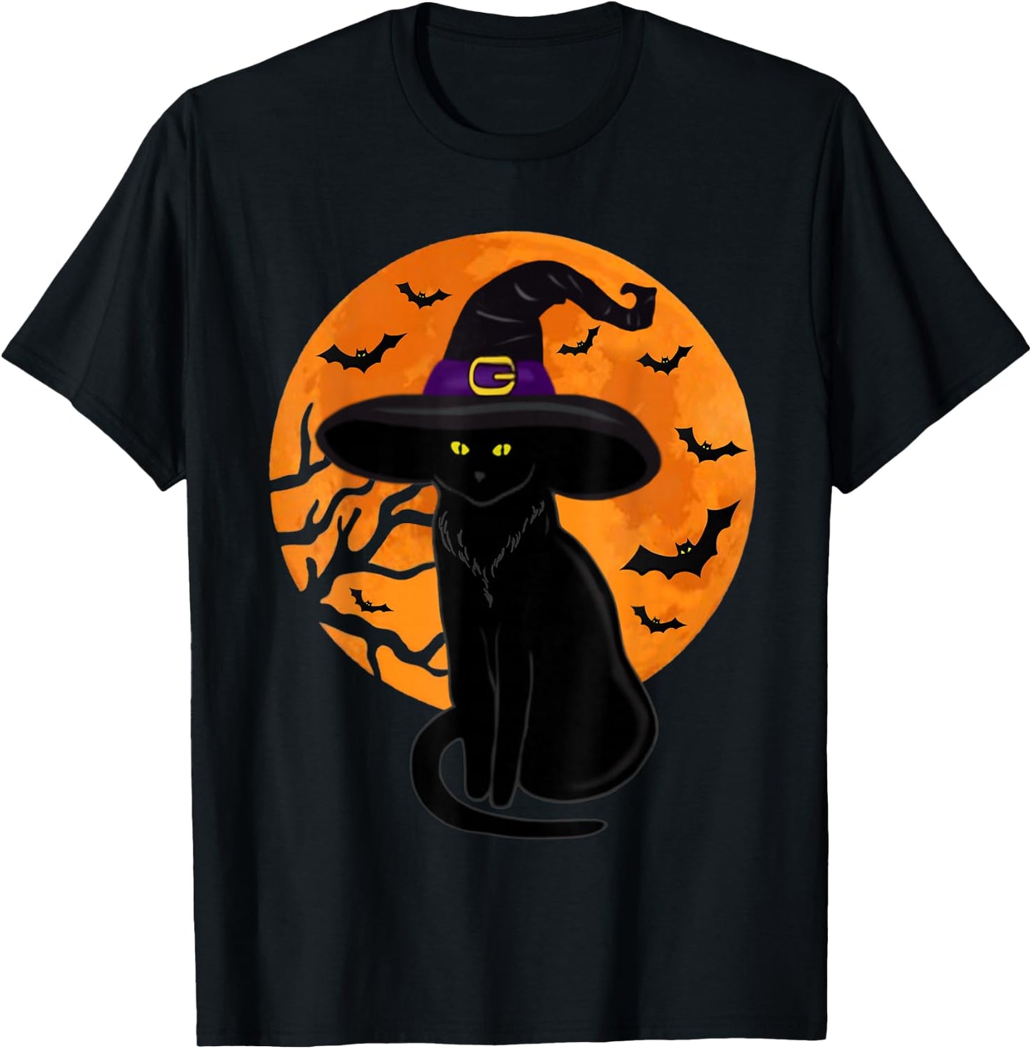 Retro Black Cat Halloween Pumpkin Costume Women Kids Girls T-Shirt - T-Shirt | Black