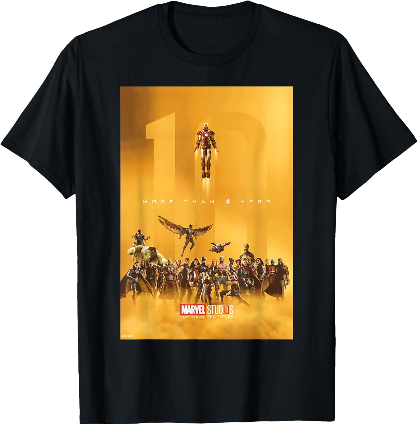 Marvel Studios 10 Years of Heroes Poster Graphic T-Shirt - T-Shirt | Black