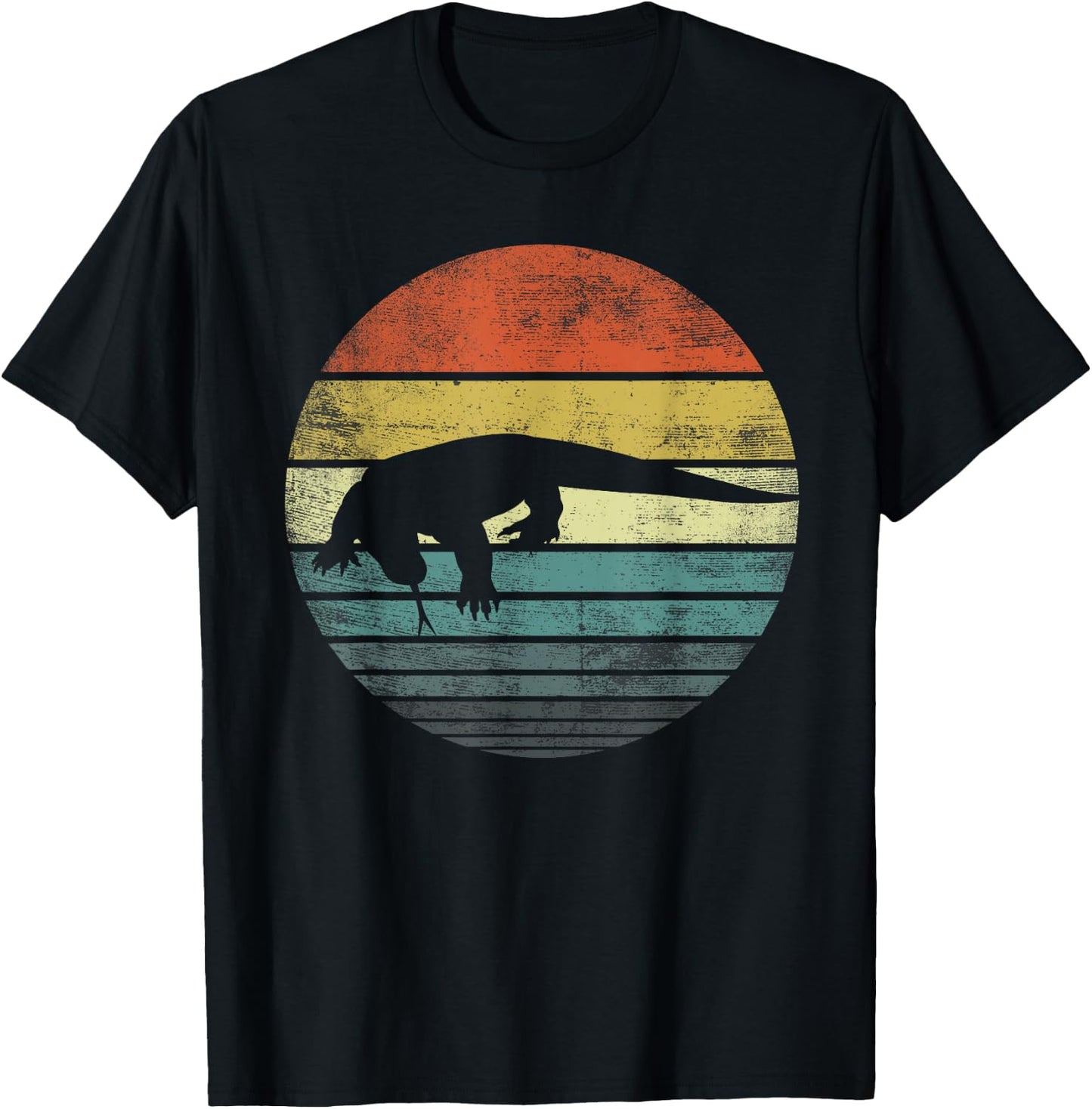 Komodo Dragon Lover Gift Retro Vintage Zoo Animal Silhouette T-Shirt - T-Shirt | Black