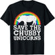 SAVE THE CHUBBY UNICORNS Rainbow Rhino Rhinoceros T-Shirt - T-Shirt | Black