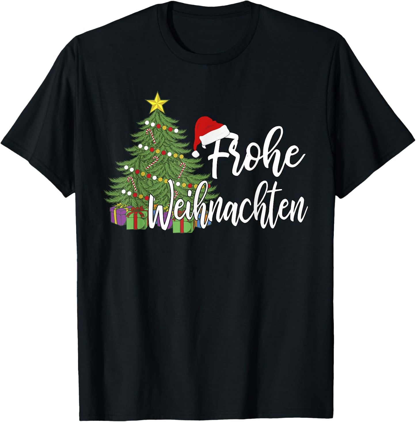 German Matching Present Merry Christmas Frohe Weihnachten T-Shirt - T-Shirt | Black